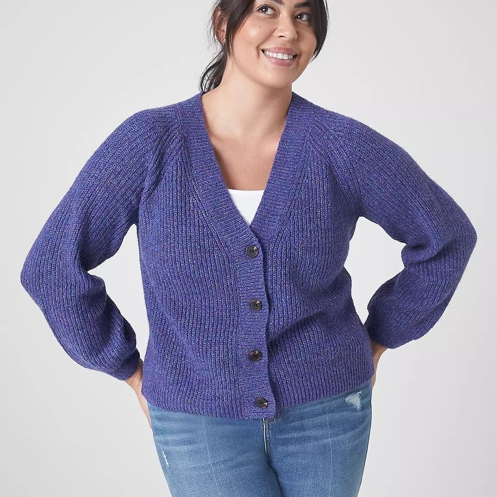 Lane Bryant Dazzling Blue Classic Button Front Crop Cardigan Size 18/20